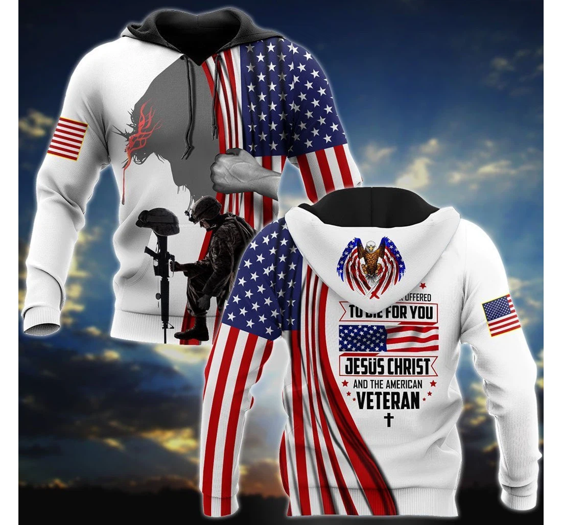 Personalized Jesus Veteran America Jesus Christian - 3D Printed Pullover Hoodie