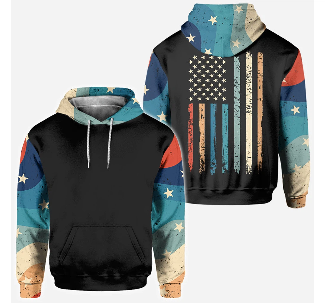 Stars Stripes Personalized Independence Day Father - 3D Printed Pullover Hoodie