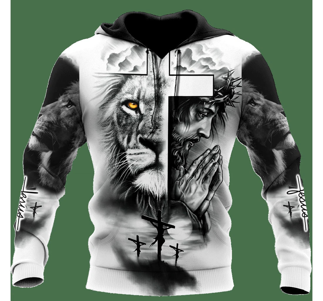 Personalized Jesus Lion Jesus Heaven Jesus Christian - 3D Printed Pullover Hoodie