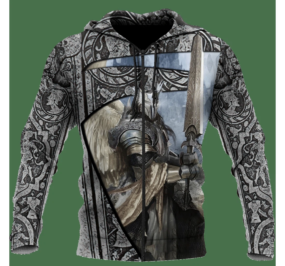 Personalized Stunning Angel Knight Templar Jesus Christian - 3D Printed Pullover Hoodie