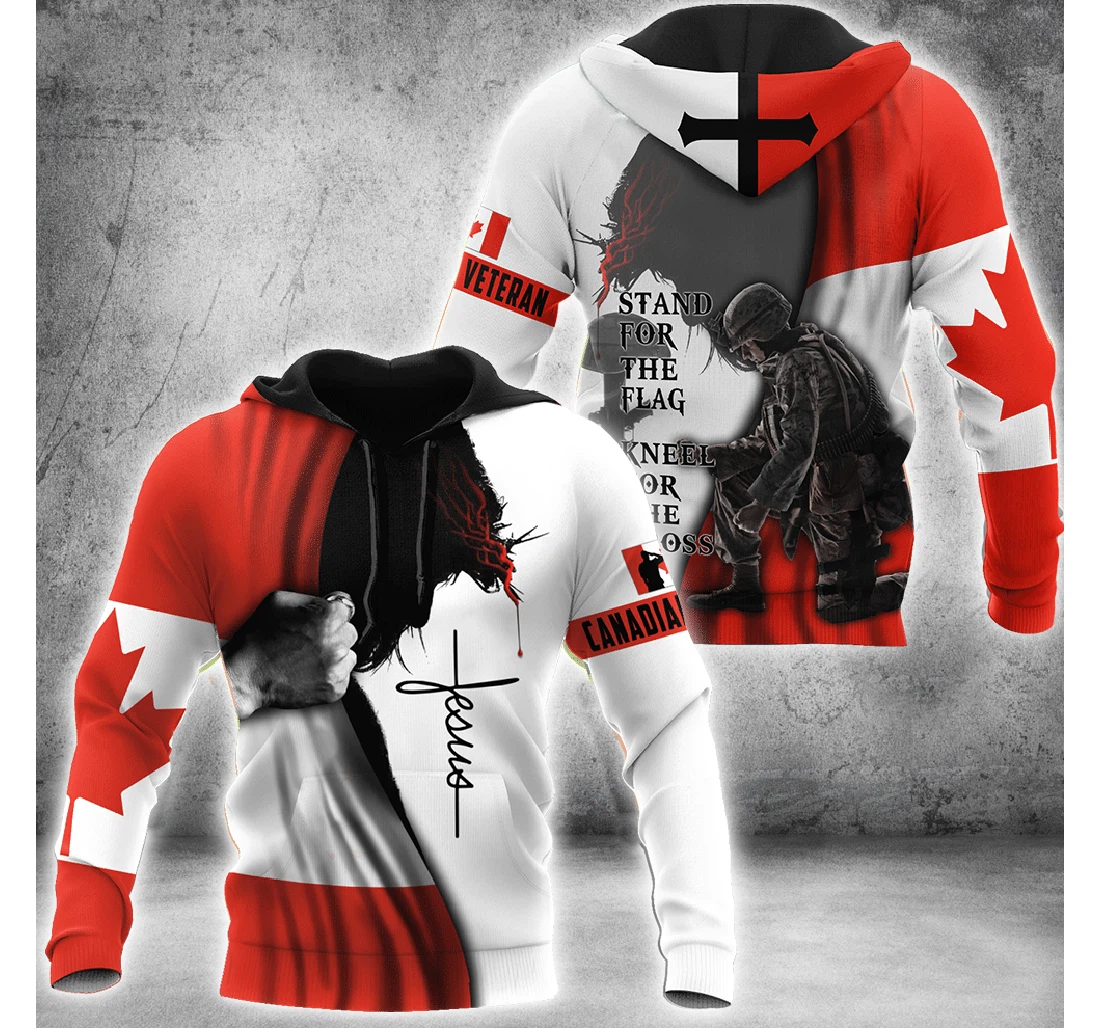 Personalized Canadian Veteran Jesus Christian - 3D Printed Pullover Hoodie