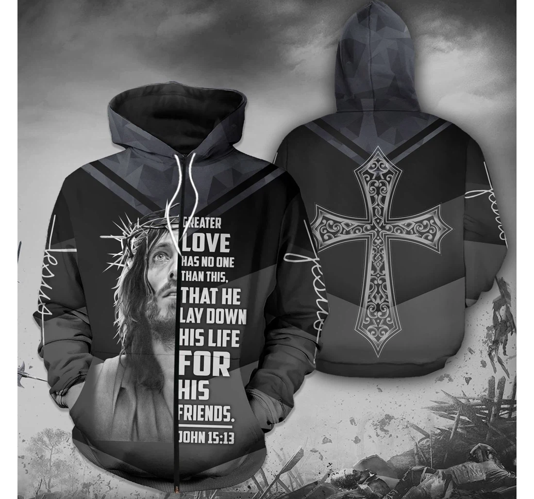 Personalized He Lay Down His Life His Friends Jesus Christian - 3D Printed Pullover Hoodie