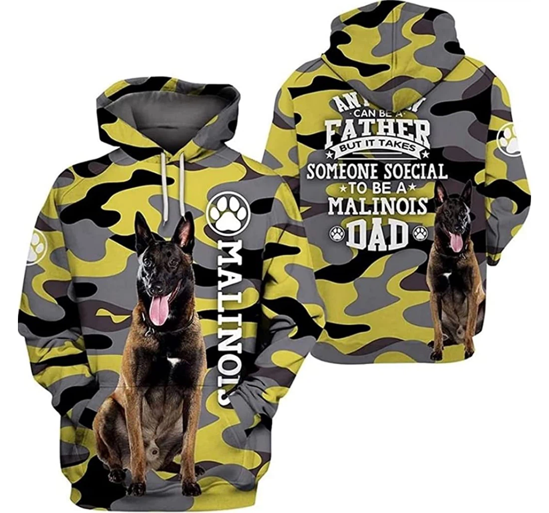 Personalized It Takes Some Special To Be A Malinois Dad Camo - 3D Printed Pullover Hoodie