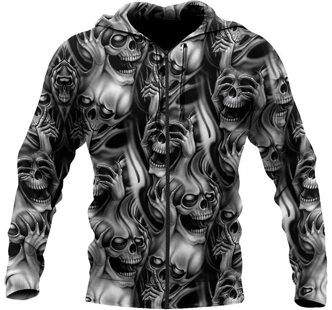 Personalized Skulls Art Spring Autumn Harajuku - 3D Printed Pullover Hoodie