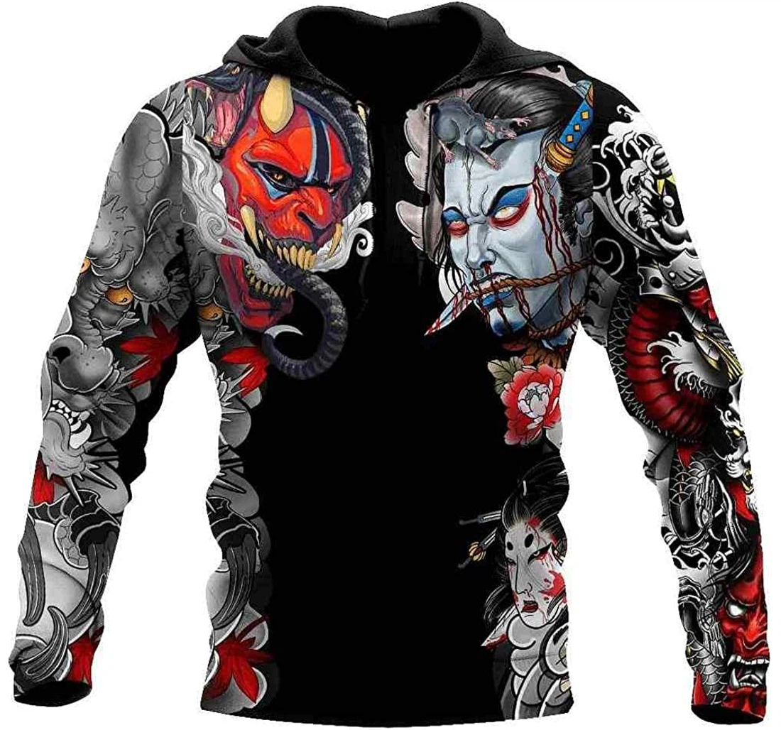 Personalized Japanese Samurai Tattoo Father Day - 3D Printed Pullover Hoodie