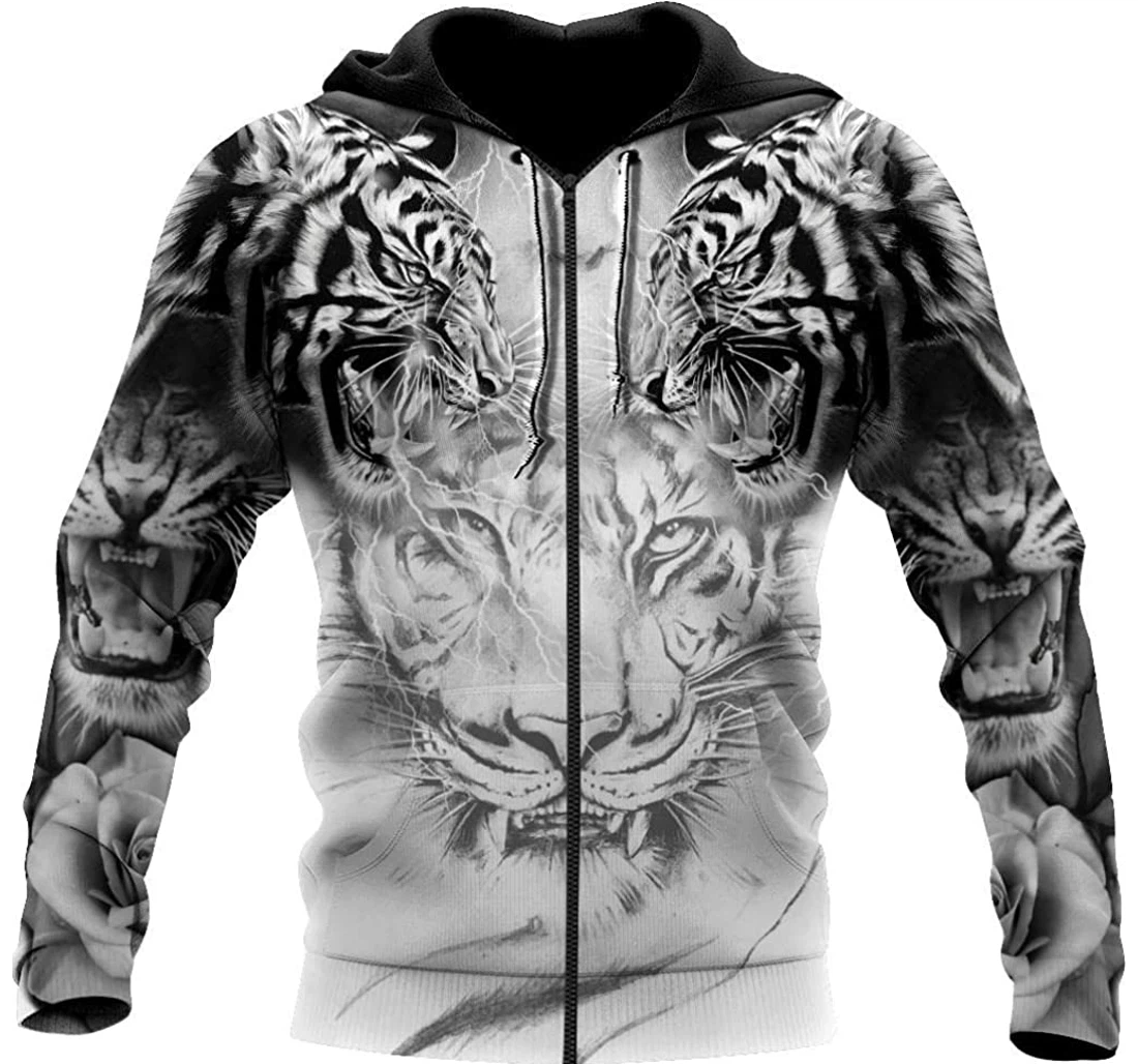 Personalized Tiger Tatto Autumn Spring Comfortable Sports Harajuku Top - 3D Printed Pullover Hoodie