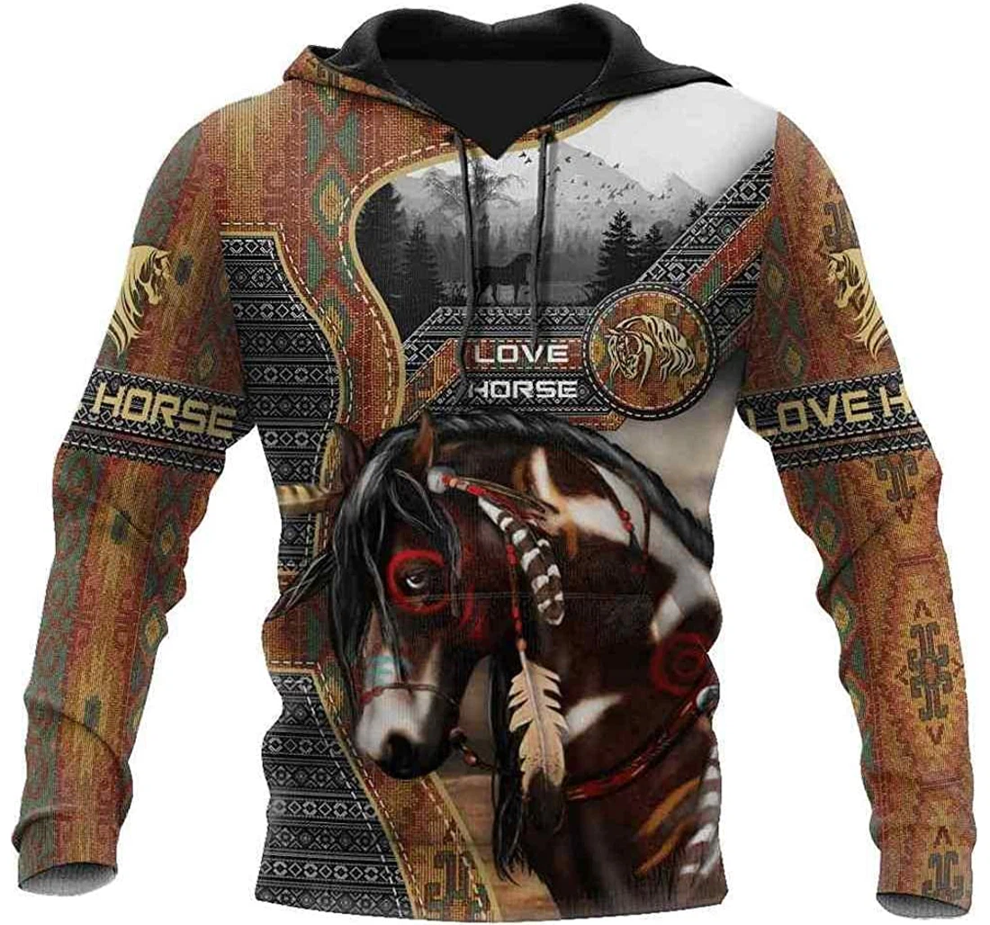 Personalized Horse Native Horse Father Day - 3D Printed Pullover Hoodie