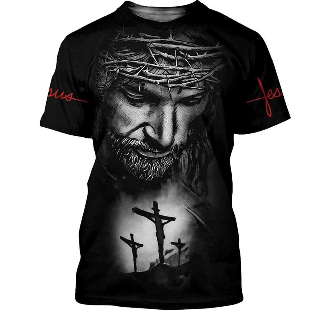 Personalized Jesus Cross Pattern Family - 3D Printed T-shirt