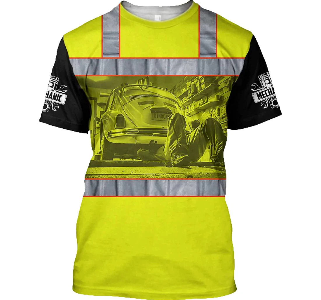 Personalized Mechanic Green Pattern Family - 3D Printed T-shirt