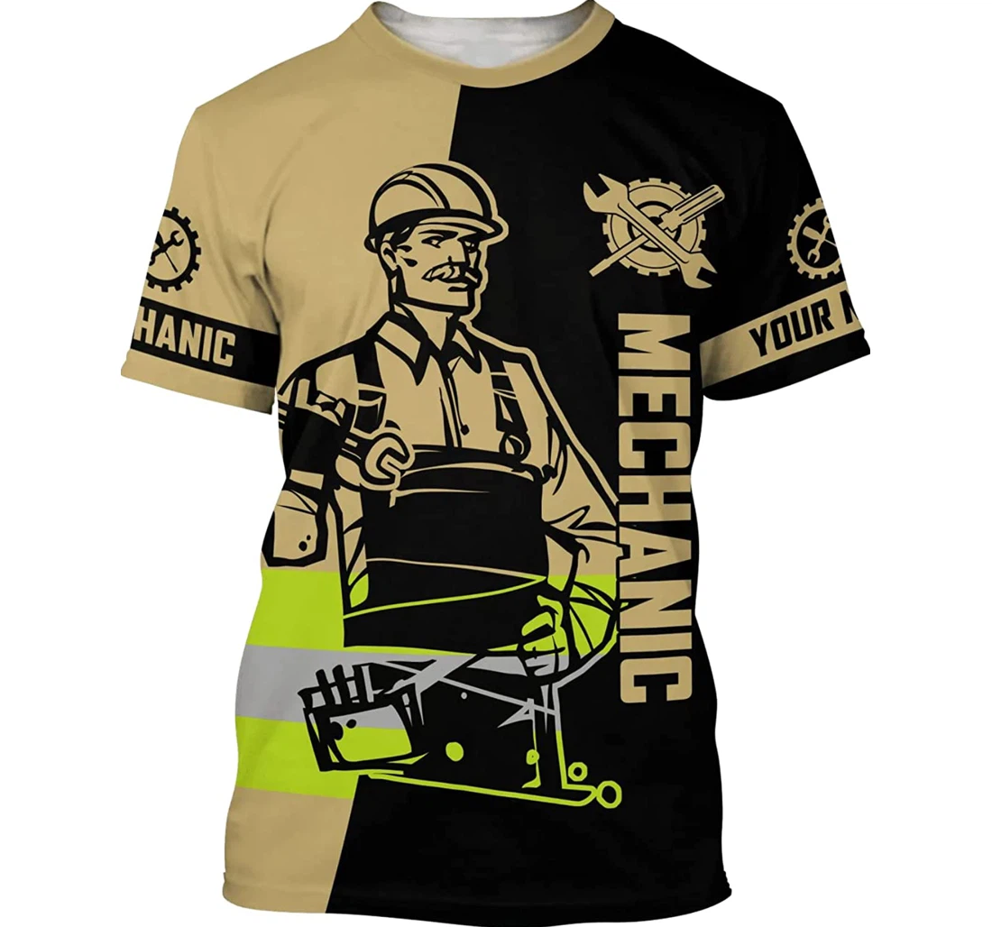 Personalized Mechanic Brown Family - 3D Printed T-shirt