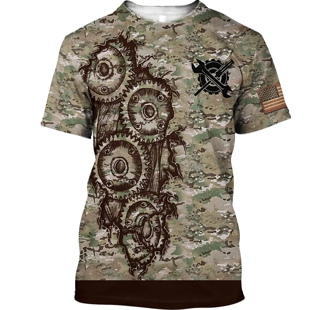 Personalized Mechanic Camo Pattern Family - 3D Printed T-shirt