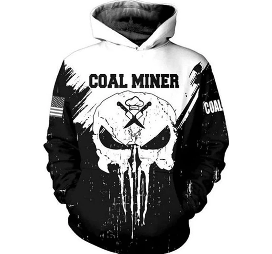 Coal Miner Skull Custom Father Day - 3D Printed Pullover Hoodie