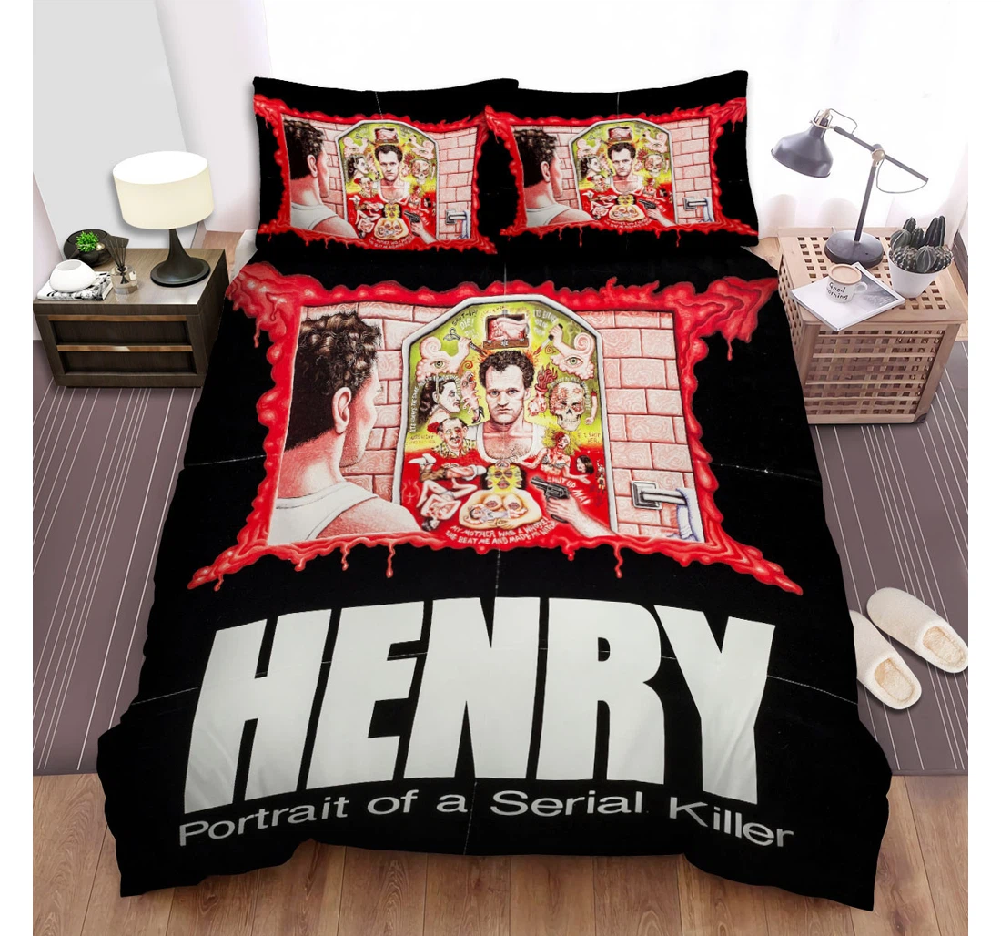 Personalized Bedding Set - Henry Portrait Of Serial Killer Poster Spread Included 1 Soft Duvet Cover or Quilt and 2 Lightweight Breathe Pillowcases