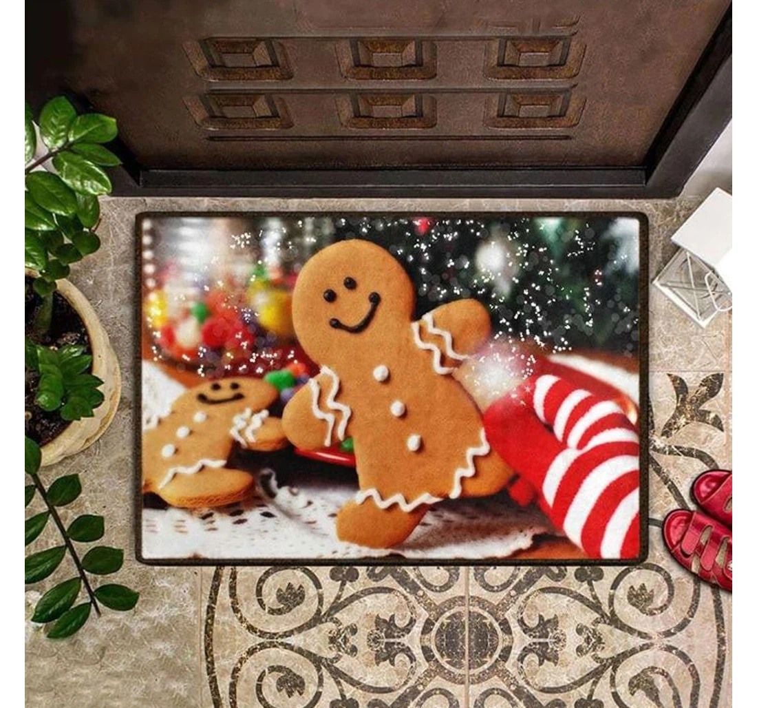 Merry Christmas Gingerbread Christmas Anti-Slip, Water-Absorbent Doormat
