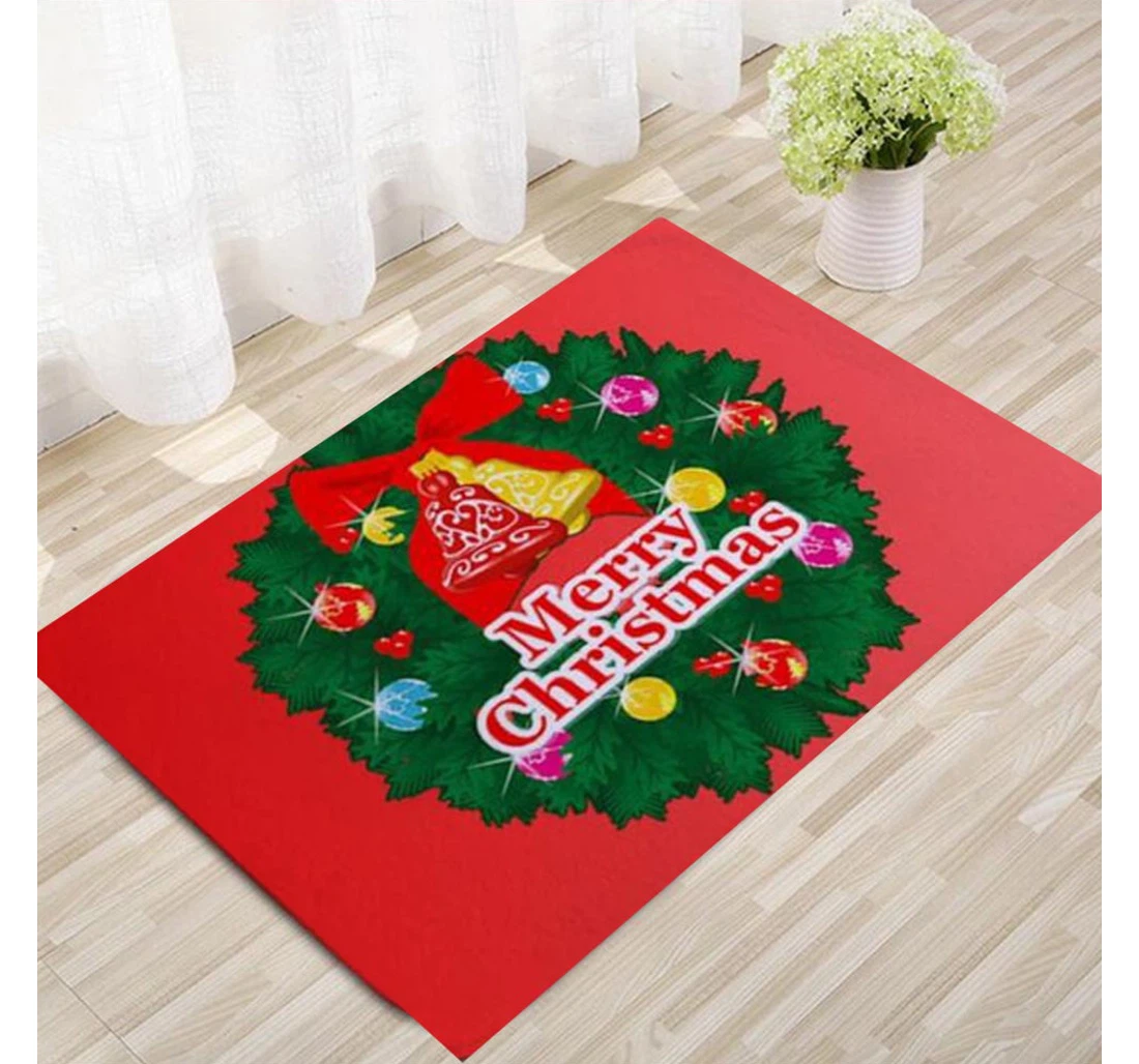 Christmas Wreath Bells Funny Christmas Anti-Slip, Water-Absorbent Doormat