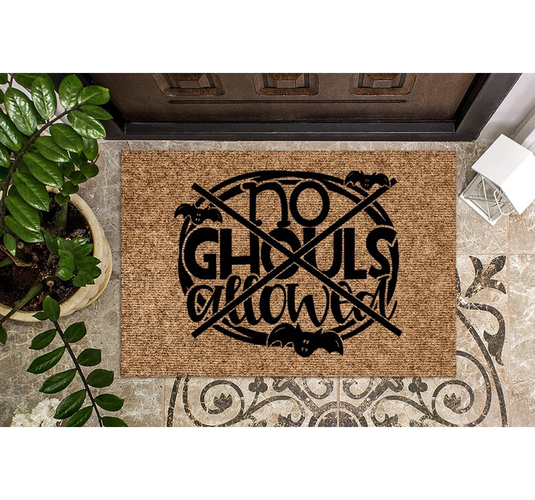 No Ghouls Allowed Halloween Funny Halloween Anti-Slip, Water-Absorbent Doormat