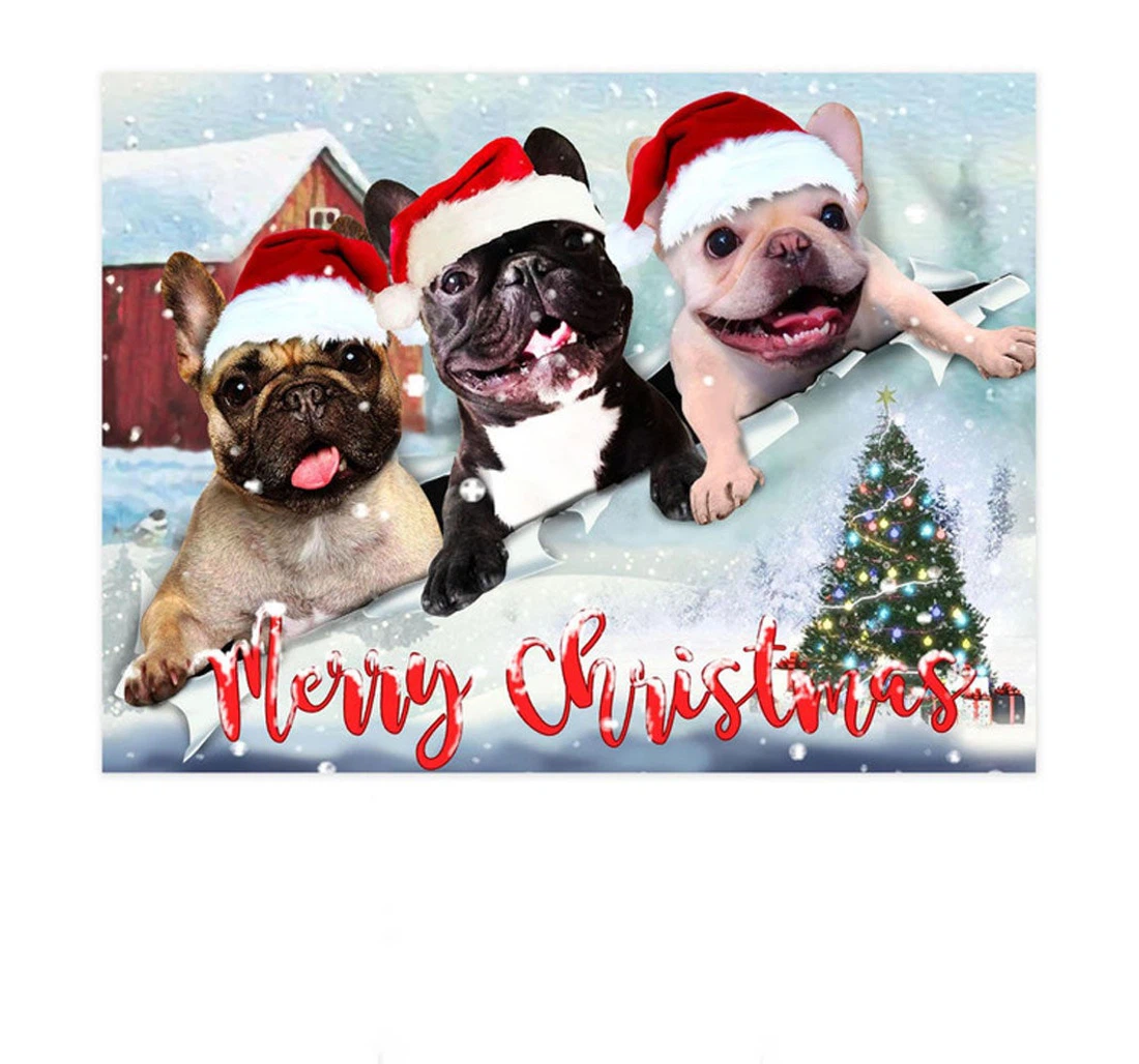 Frenchie Merry Christmas Dog Christmas Anti-Slip, Water-Absorbent Doormat