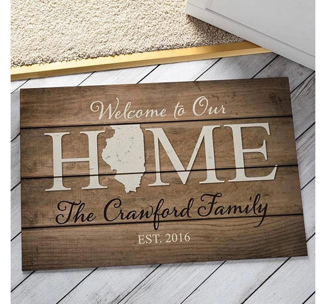 Personalized Name Welcome To Our Handmade Birthday Wedding Anti-Slip, Water-Absorbent Doormat