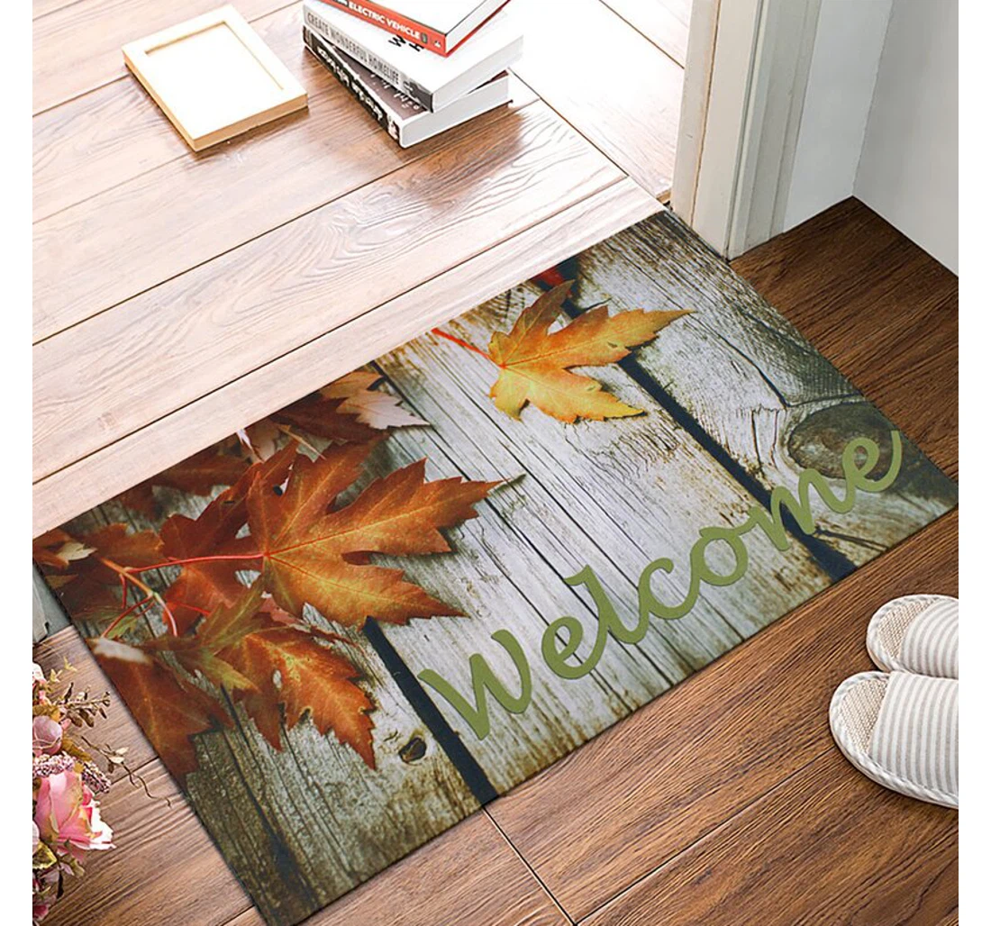 Leaf Fall Welcome Thanksgiving Family Anti-Slip, Water-Absorbent Doormat