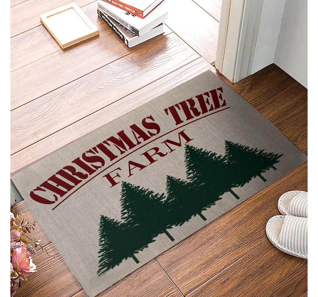 Christmas Tree Farmhouse Christmas Welcome Anti-Slip, Water-Absorbent Doormat