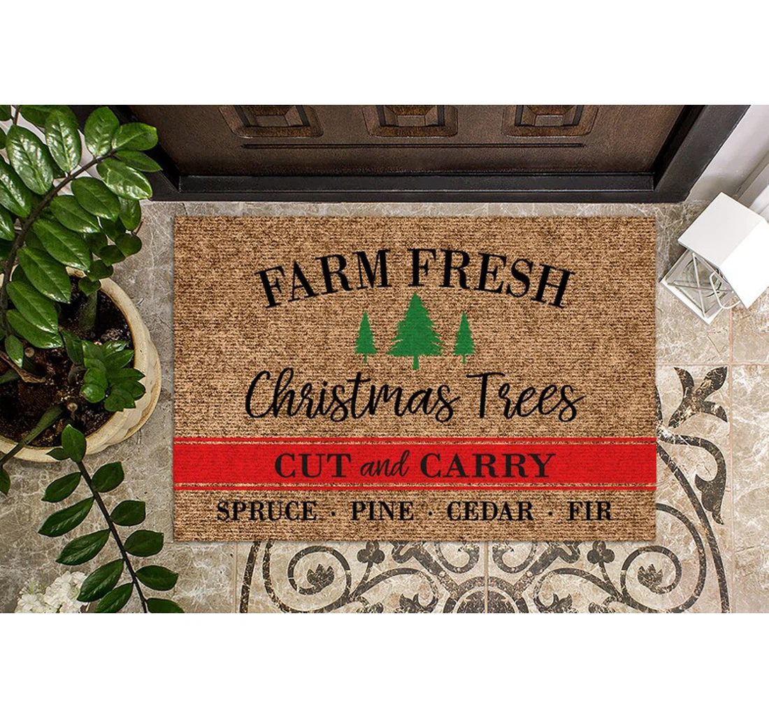 Farm Fresh Christmas Trees Christmas Christmas Anti-Slip, Water-Absorbent Doormat