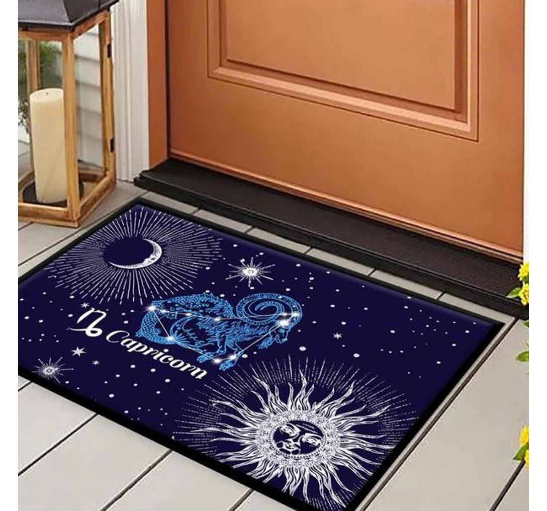 Zodiac Capricorn Zodiac Sign Birthday Welcome Anti-Slip, Water-Absorbent Doormat