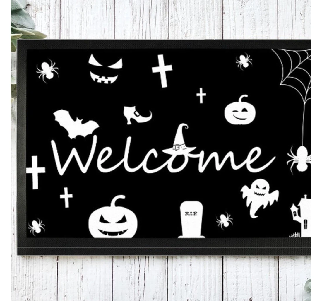 Wellcome Halloween Pumpkin Witch Halloween Anti-Slip, Water-Absorbent Doormat