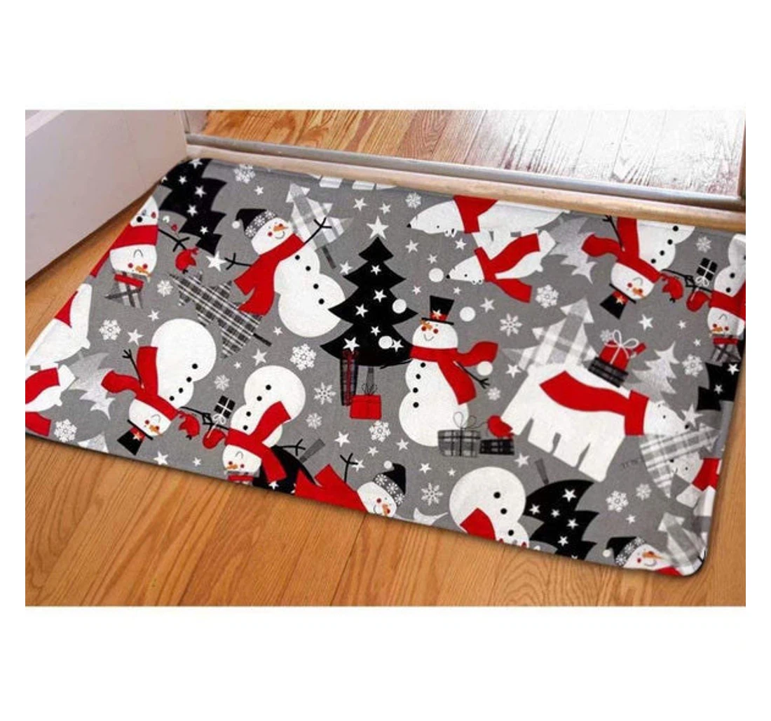 Christmas Celebrate Snowman Pattern Merry Christmas Anti-Slip, Water-Absorbent Doormat