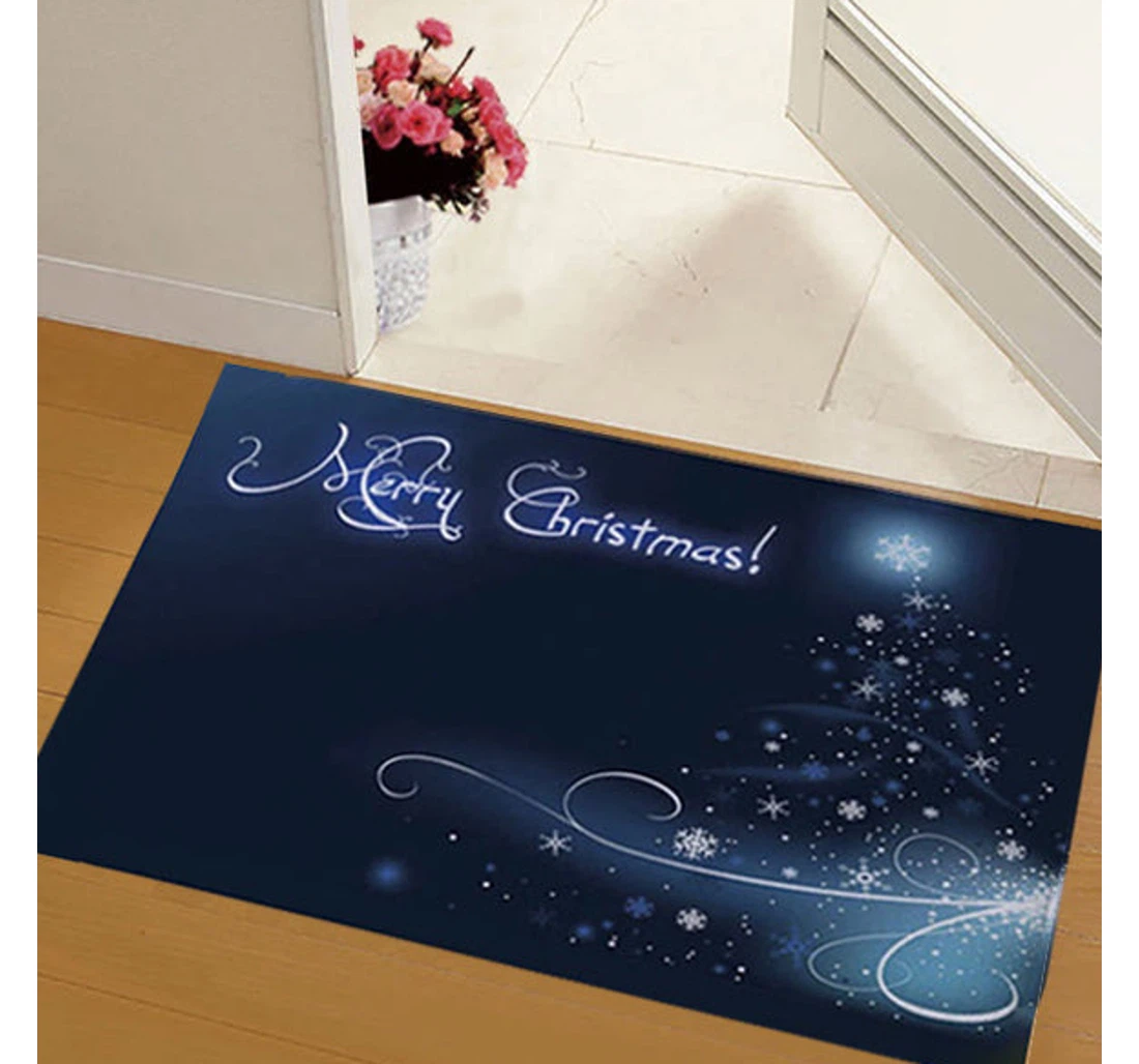 Glitter Snowflakes Merry Christmas Merry Christmas Welcome Anti-Slip, Water-Absorbent Doormat