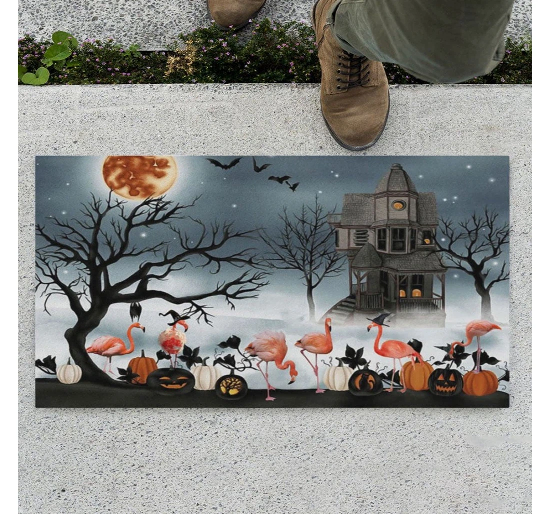 Halloween Little Jungle Of Flamingos Flamingos Halloween Anti-Slip, Water-Absorbent Doormat