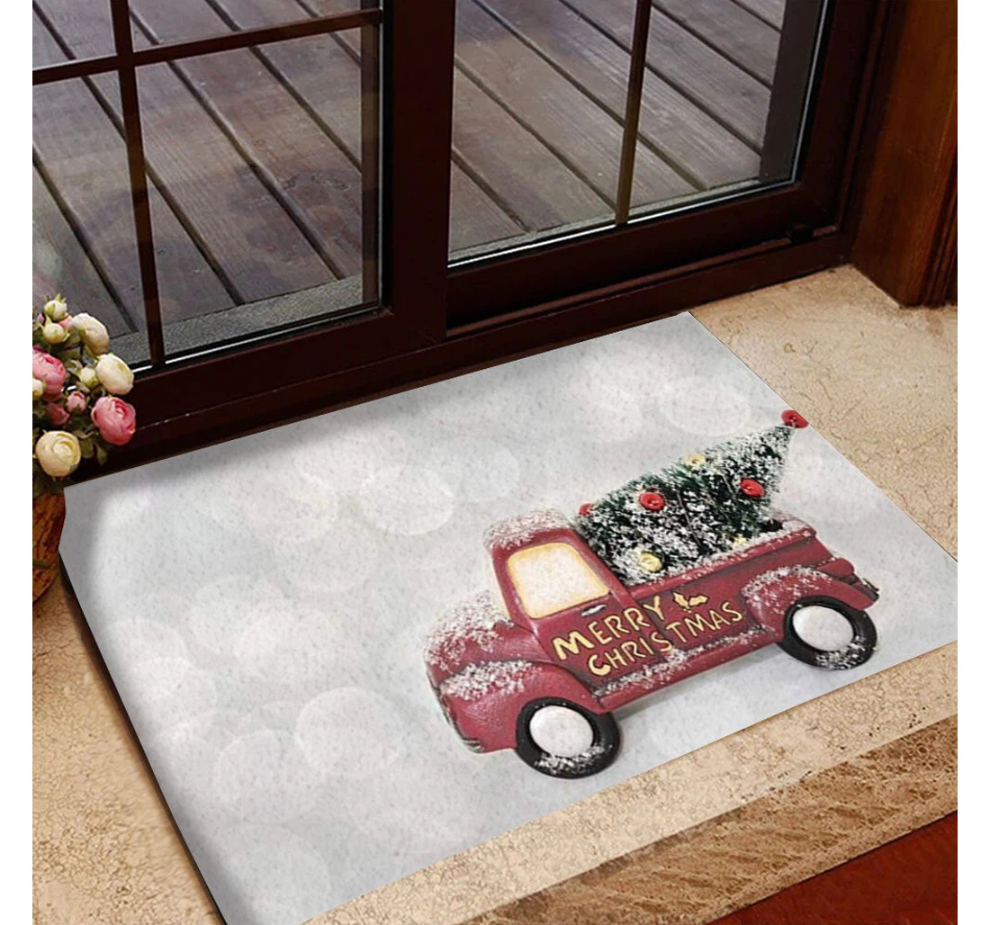 Merry Christmas Red Truck Christmas Anti-Slip, Water-Absorbent Doormat