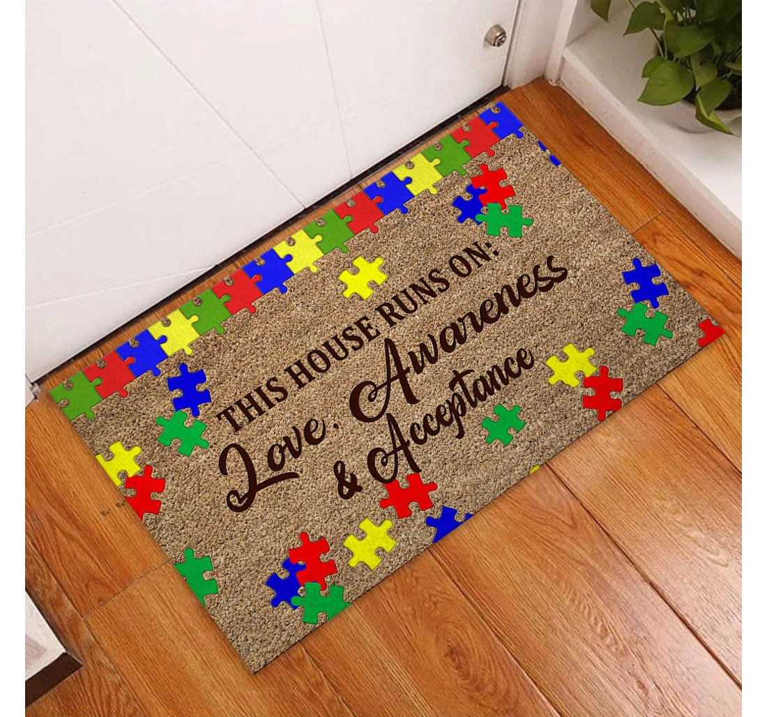 Autism Family Awareness Autism Family Welcome Anti-Slip, Water-Absorbent Doormat