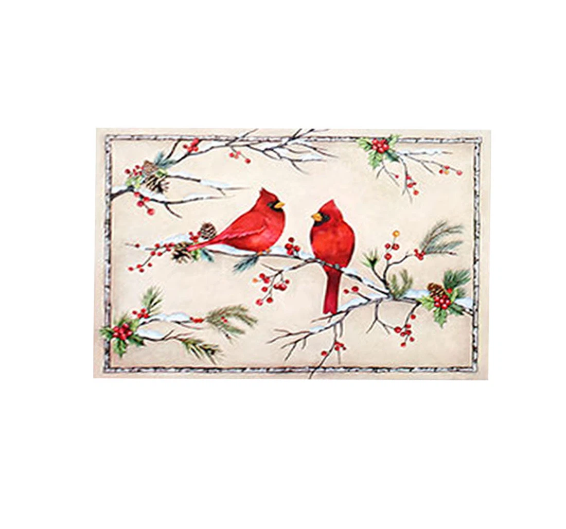 Christmas Cardinal Cardinals Lovers Christmas Anti-Slip, Water-Absorbent Doormat