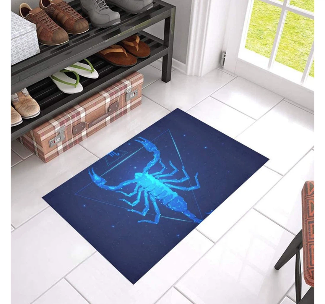 Zodiac Scorpio Blue Zodiac Sign Birthday Welcome Anti-Slip, Water-Absorbent Doormat