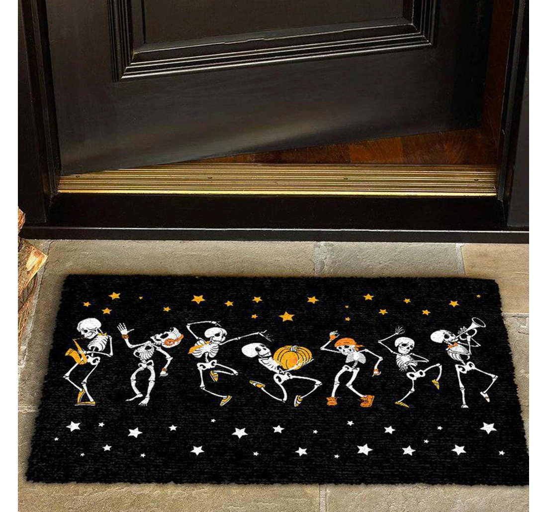 Dancing And Musical Skeletons Halloween Ghost Halloween Welcome Anti-Slip, Water-Absorbent Doormat