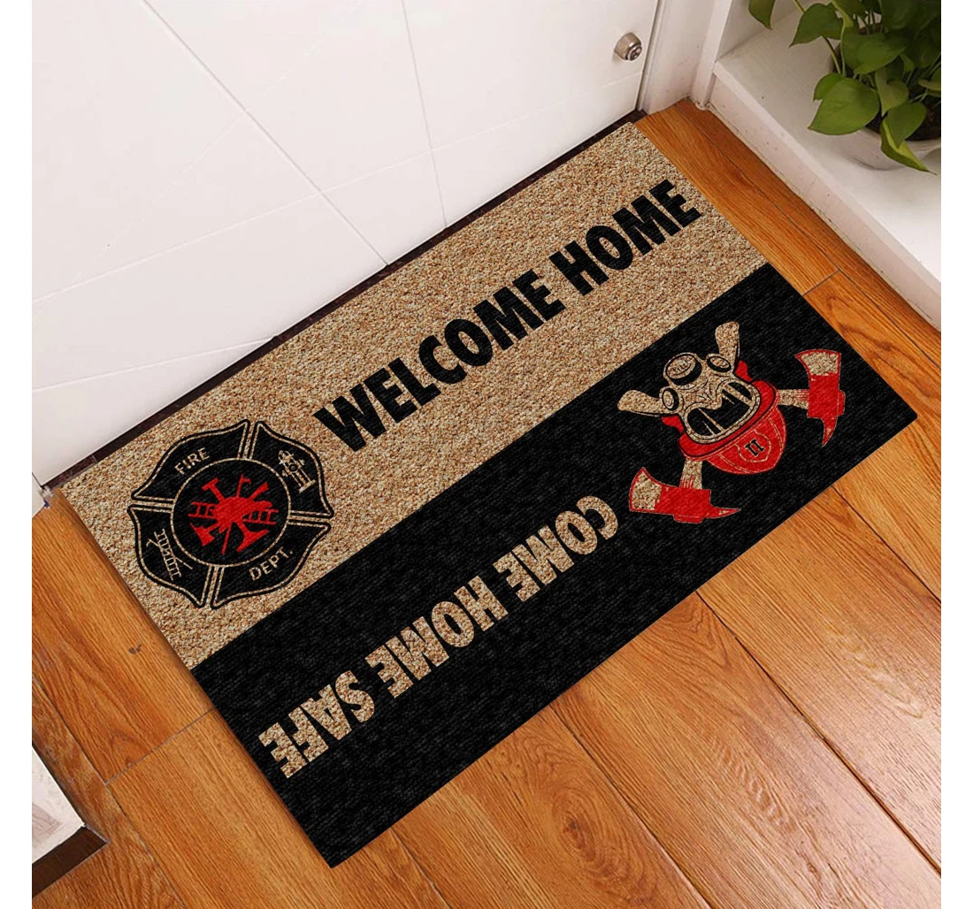 Welcome Firefighter Firefighter Family Welcome Anti-Slip, Water-Absorbent Doormat