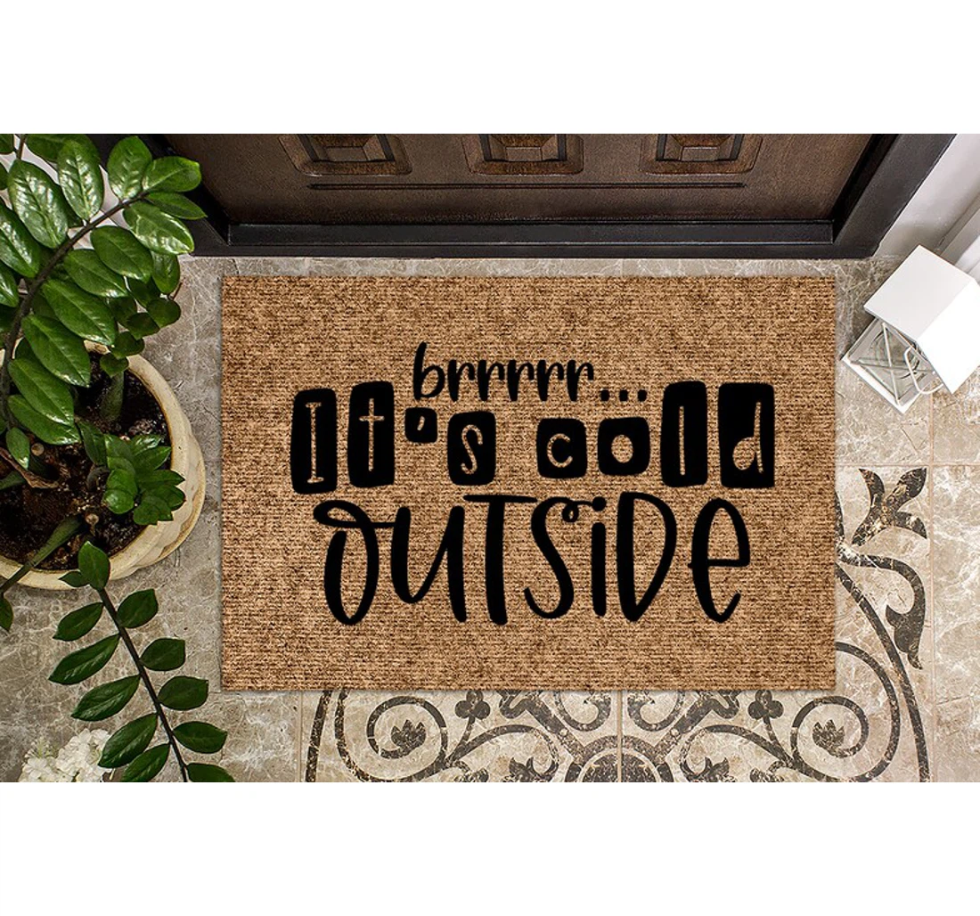 Brr Its Cold Christmas Christmas Anti-Slip, Water-Absorbent Doormat