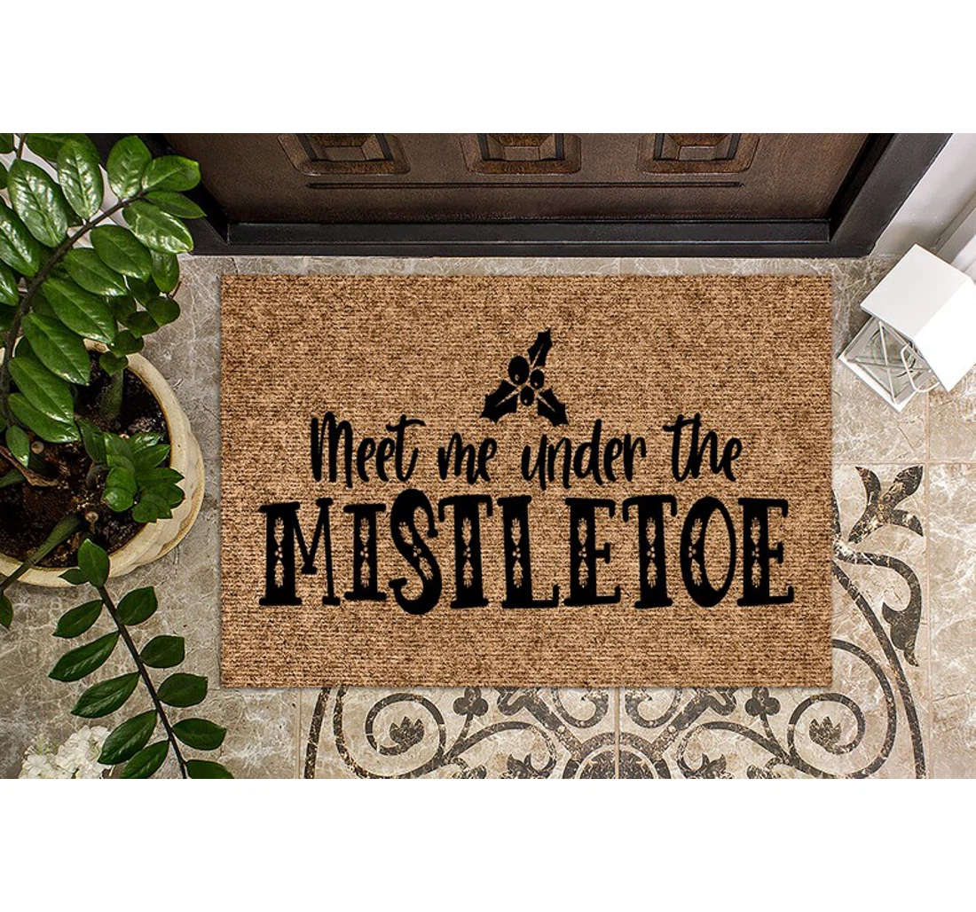 Meet Me Under The Mistletoe Christmas Christmas Anti-Slip, Water-Absorbent Doormat