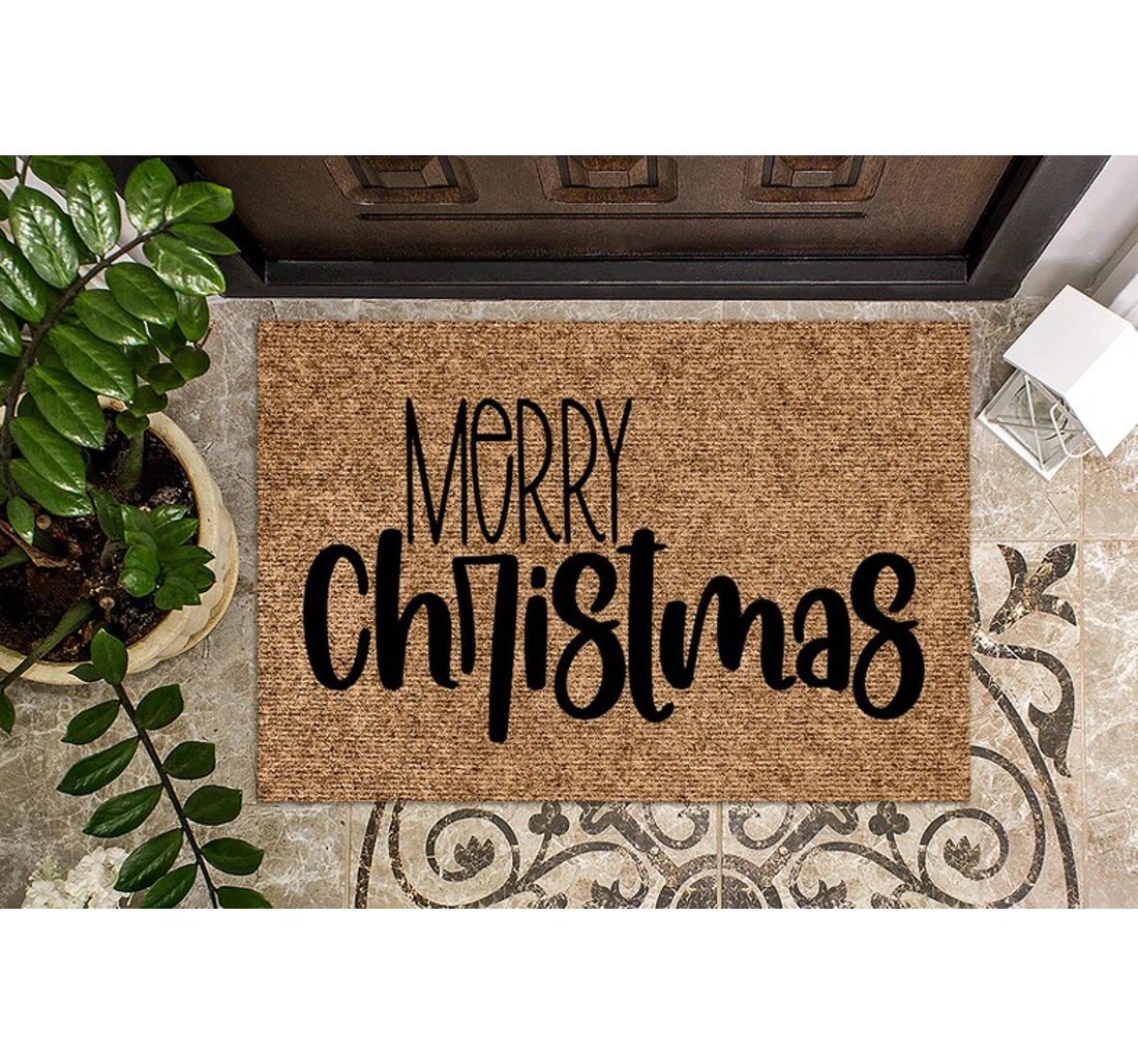 Merry Christmas Christmas Christmas Anti-Slip, Water-Absorbent Doormat