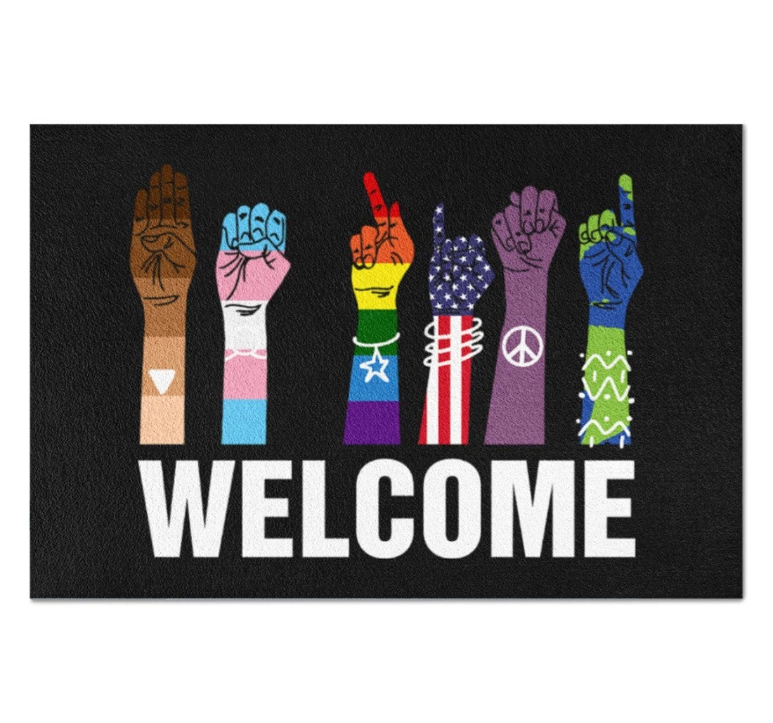 Welcome Human Rights Family Friend Birthday Anti-Slip, Water-Absorbent Doormat