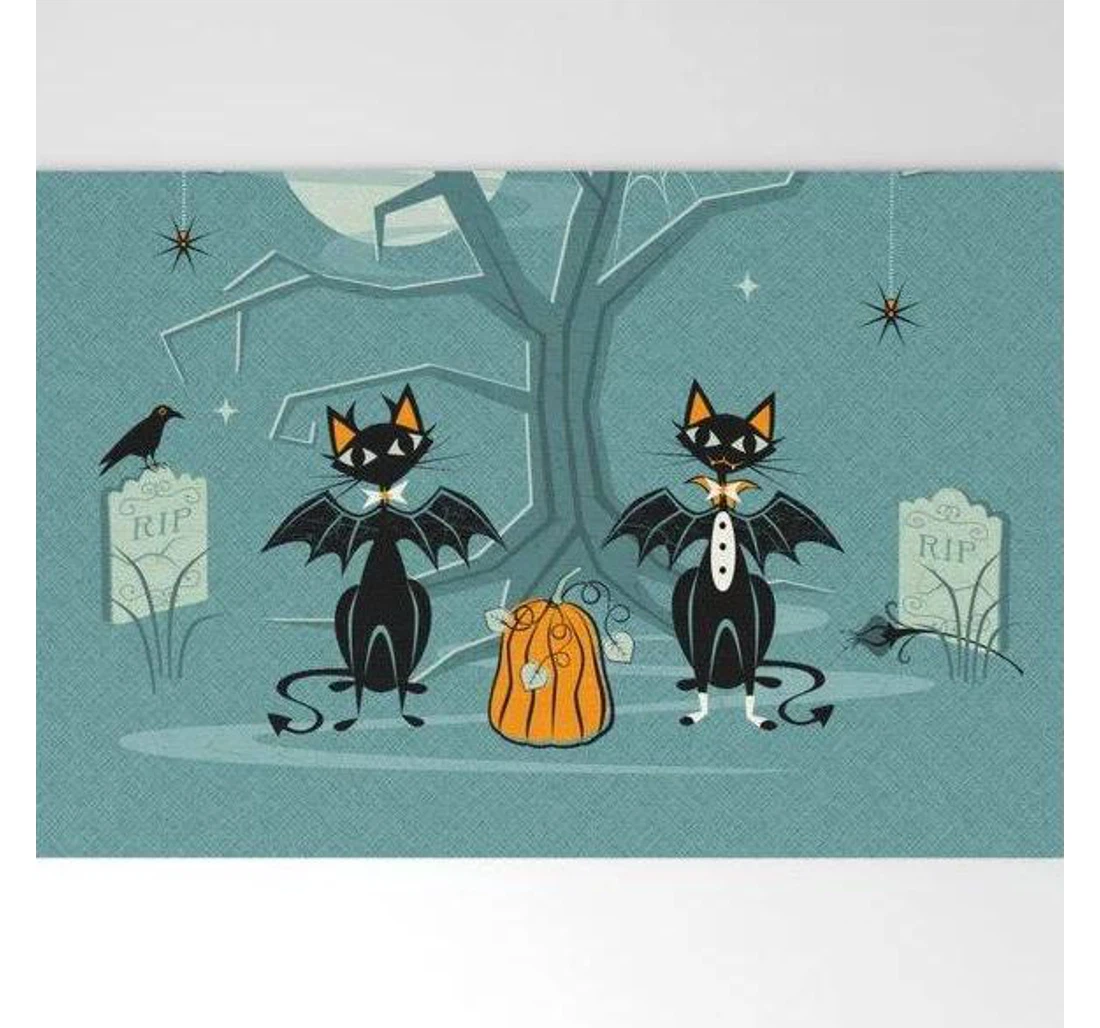 Black Cats Happy Halloween Cat Lovers Halloween Welcome Anti-Slip, Water-Absorbent Doormat