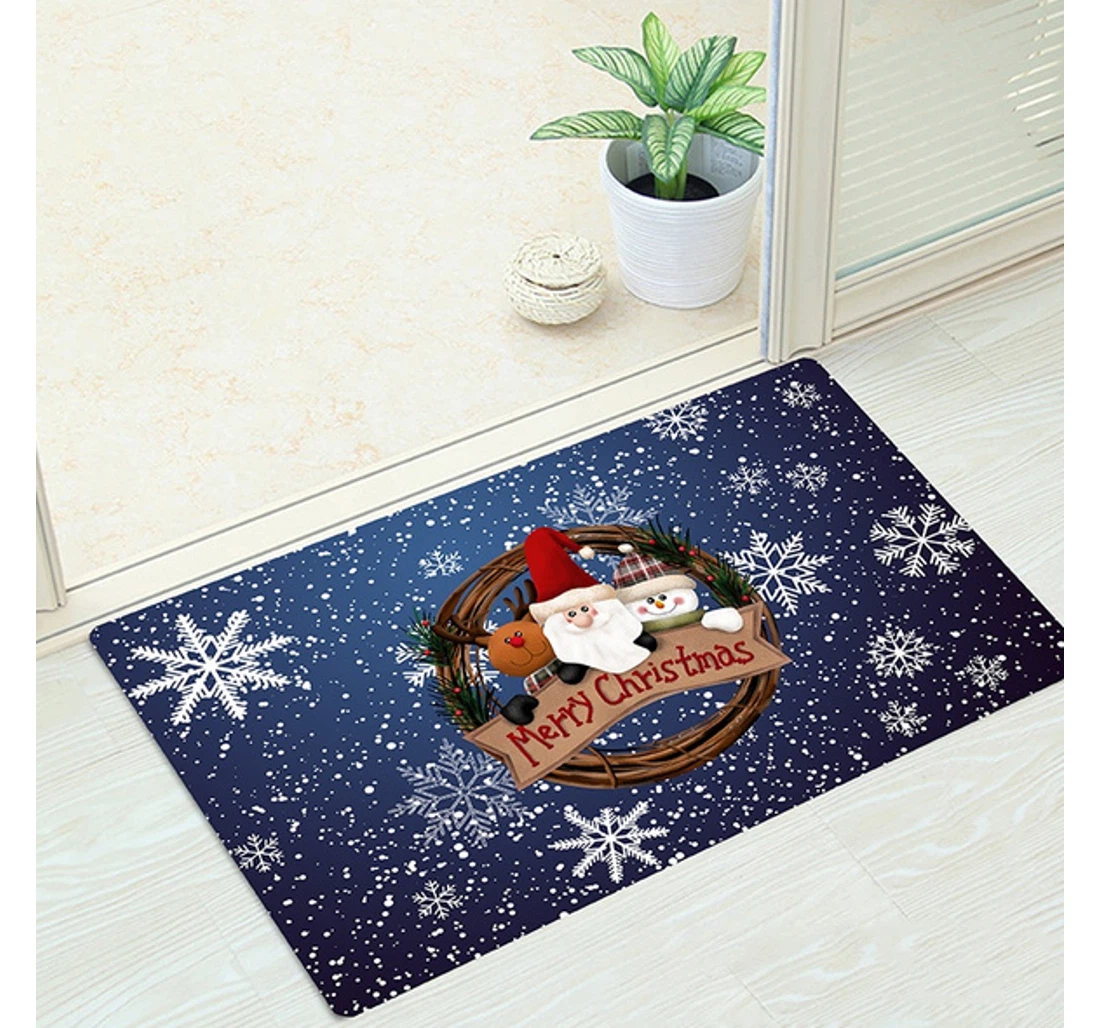 Christmas Santa Reindeer Snowflake Merry Christmas Welcome Anti-Slip, Water-Absorbent Doormat