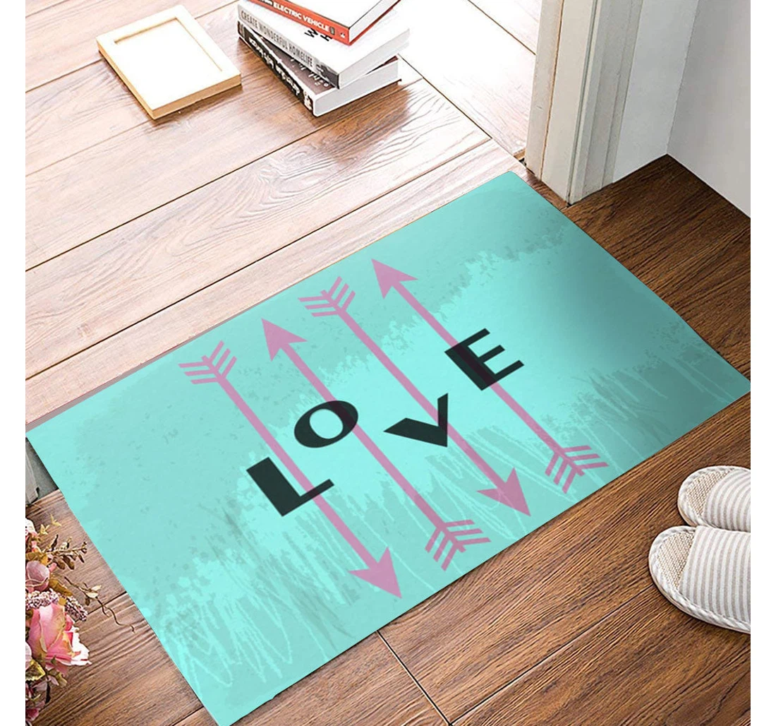 Valentines Love Arrow Love Star Valentines Welcome Anti-Slip, Water-Absorbent Doormat