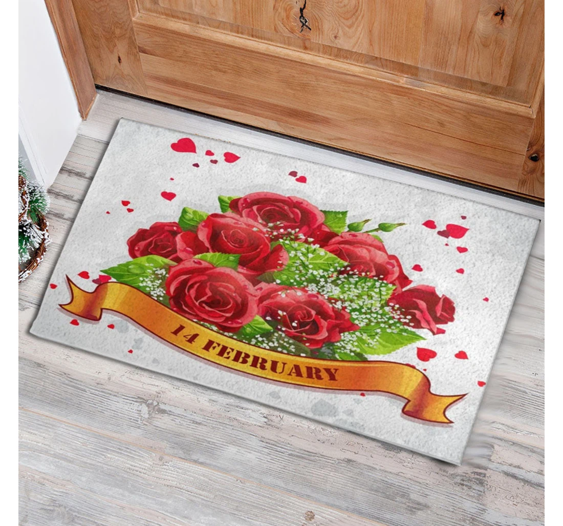 Romantic Roses Valentine 8217 S Day Valentines Family Welcome Anti-Slip, Water-Absorbent Doormat