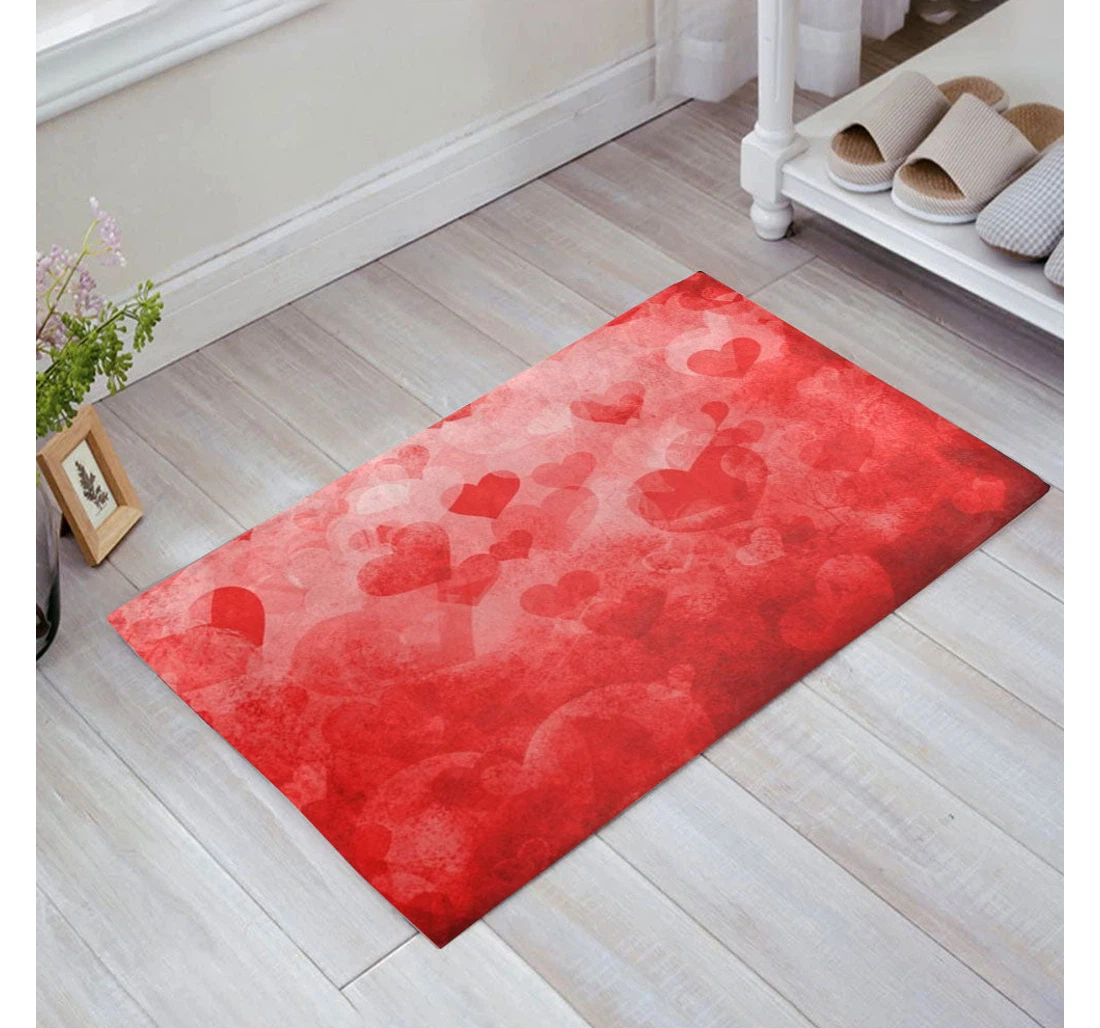 Valentines Love Hearts Valentines Family Welcome Anti-Slip, Water-Absorbent Doormat