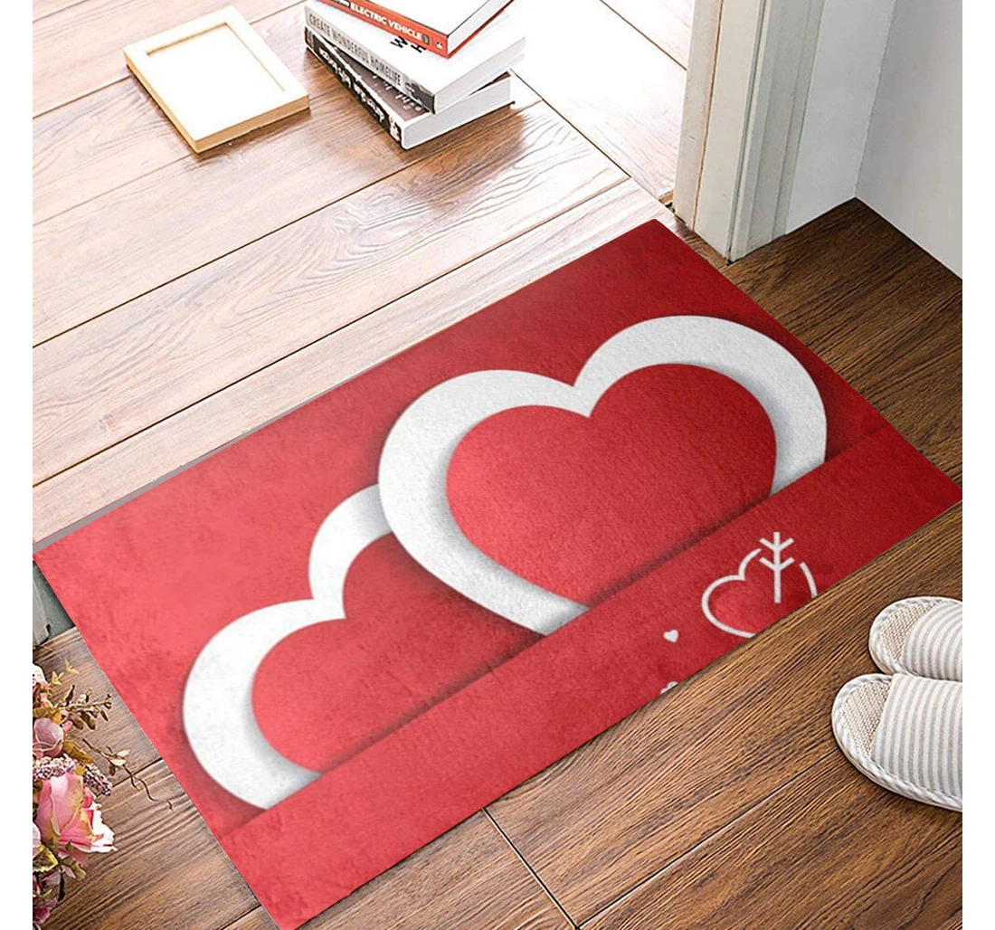 Happy Valentine 8217 S Day Arrows Valentines Family Welcome Anti-Slip, Water-Absorbent Doormat