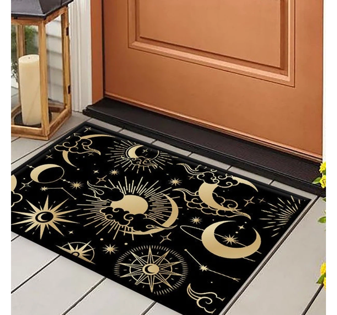 Stars Sun Moon Zodiac Zodiac Sign Birthday Welcome Anti-Slip, Water-Absorbent Doormat