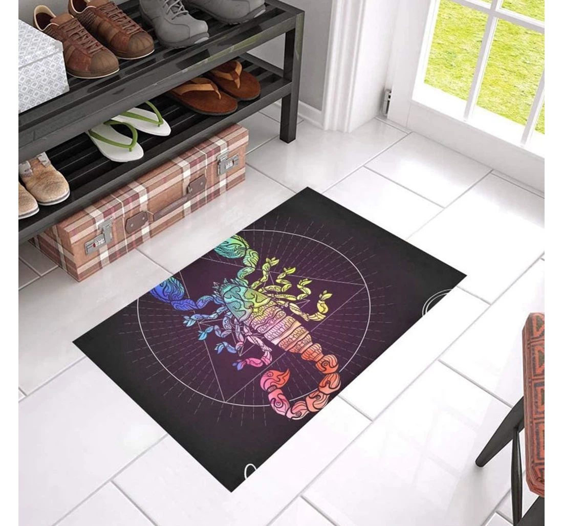 Black Background Scorpio Zodiac Sign Birthday Zodiac Welcome Anti-Slip, Water-Absorbent Doormat