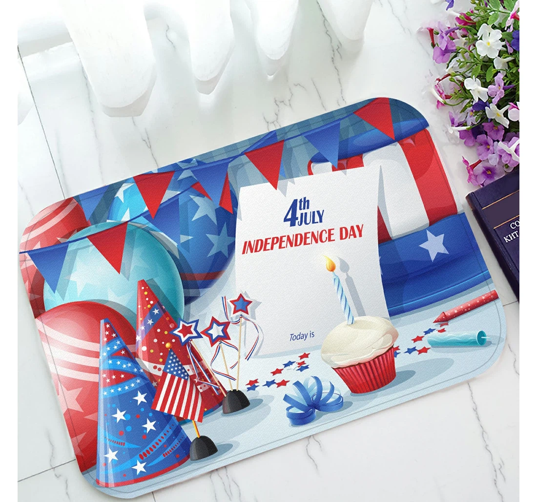 Independence Day July 4th 4th Of July Welcome Anti-Slip, Water-Absorbent Doormat