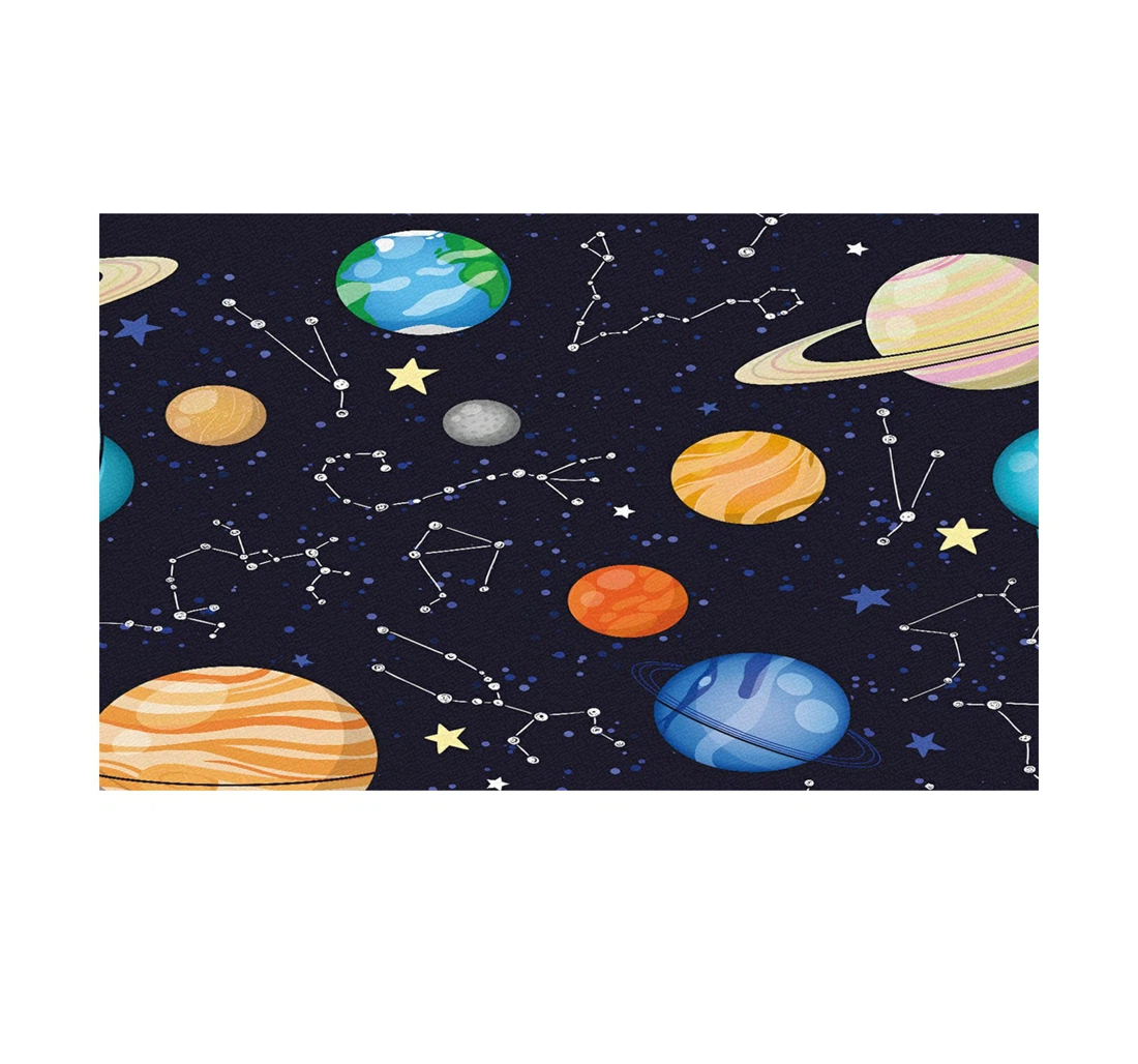 Space Planet Stars Zodiac Solar Sign Birthday Zodiac Welcome Anti-Slip, Water-Absorbent Doormat